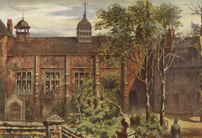 Staple Inn, Eerste Hof (chromolitho) door Waldo Sargeant